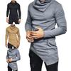 Herrenhemd Einfarbige Rippstrick-Kragen Lässiger Pullover Langarm Unregelmäßiges Frühlingstop für den täglichen Gebrauch