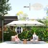 Double Garden Umbrella, 4.6 x 2.7 m, 12 Ribs, with Vents and Crank Handle. Beige