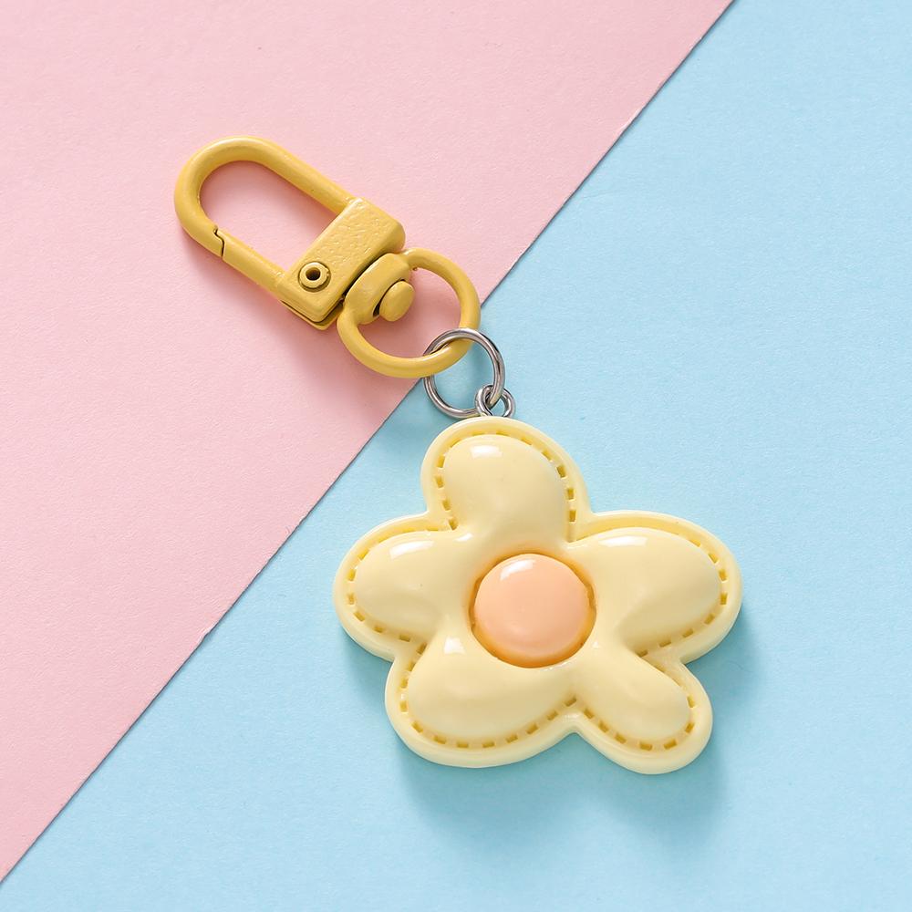 1pc Flower Keychain Cute Mini Resin Floral Keyring Colorful Pendant for Keychain Bag Decoration Accessories