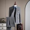 Men's High-End Double-Breasted Wedding Suit - Slim Fit, Professional Formal Wear, Versatile Fashion