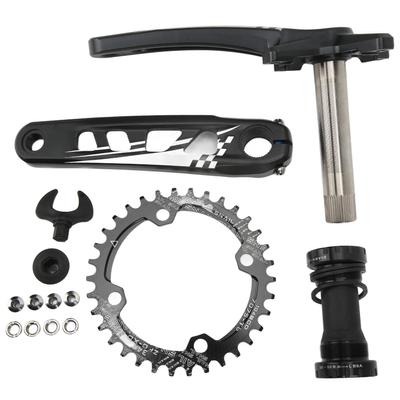 Mountain Bike Crankset Bike Crank Hollow Integrated Chainring Crank Arm Set Black