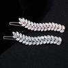 Fashion Barrette Cubic Zirconia Leaf Hair Clips for Women Accessories Bridal Wedding Hair Jewelry Party Bride Headpiece