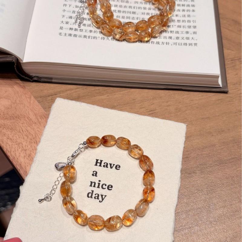Natural Yellow Tower Crystal Handmade Beaded Bracelet Women Modern Minimalist Style 2026 Collection