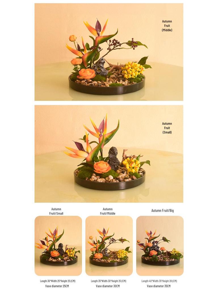 Large Round Table Turntable Centerpiece for Hotel Dining and Private Room Decor - Artificial Flower Art Landscape