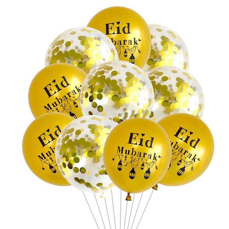 10pcs Eid Balloon Eid Mubarak 2026 Ramadan Decoration For Home Aid al-fitr Mubarak Kareem Islamic Festival Muslim Party Supplies