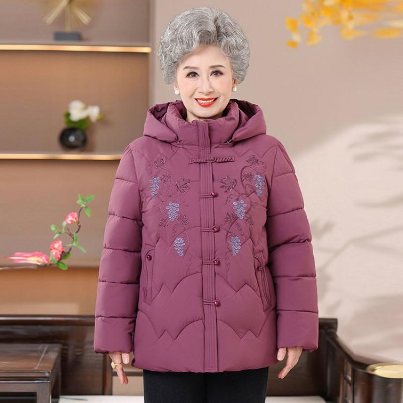Fleece large size cotton-padded coat thickened jacket old lady warm cotton-padded clothes