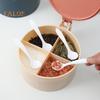 Seasoning Box with Lid Nordic Style 4-compartment Easy To Use Odor-free Easy Grip Seasoning Box Home Supplies