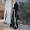 Women's Black Wide-Leg Sports Pants with Bow Design - Early Spring Casual, Loose Fit