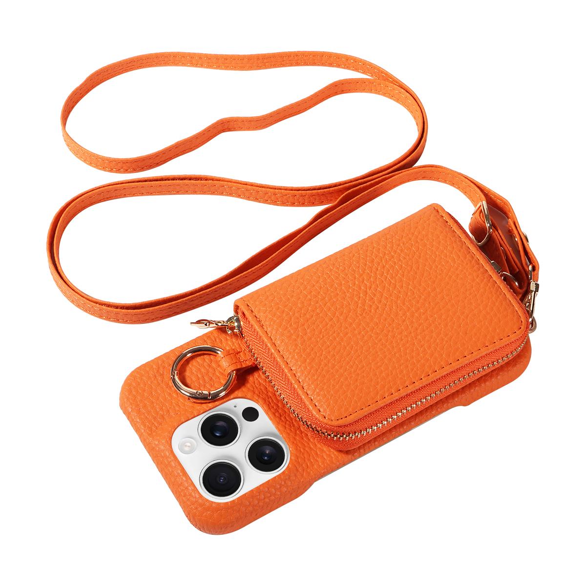 

High Quality Faux Leather Phone Case for Iphone16e 16 15 14 13 12 11 Pro Max Crossbody Bag, Wallet Card slot, Anti-degaussing Artificial leather&Case & Strap&iPhone 12 mini оранжевый