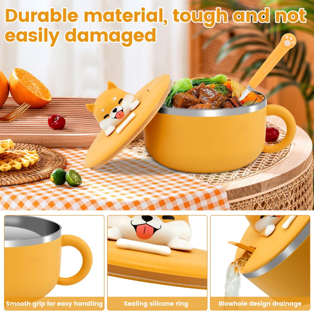 1200ml Ramen Bowl Lunch Container Stainless Steel Instant Noodle Bowl Fruit Salad Rice Soup Bowl Lunch Box Kitchen Accessories