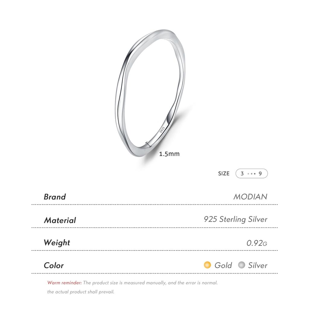 MODIAN Srebro 925 Prosty Geometryczny Skręcony Pierścionek Trendy Stackable Złota Delikatna Biżuteria Dla Kobiet Prezenty na Imprezę