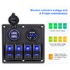 4 Gang Rocker Switch Panel LED With Digital Voltmeter Waterproof Switch For Car Marine Yacht Caravan Truck Marine Boat