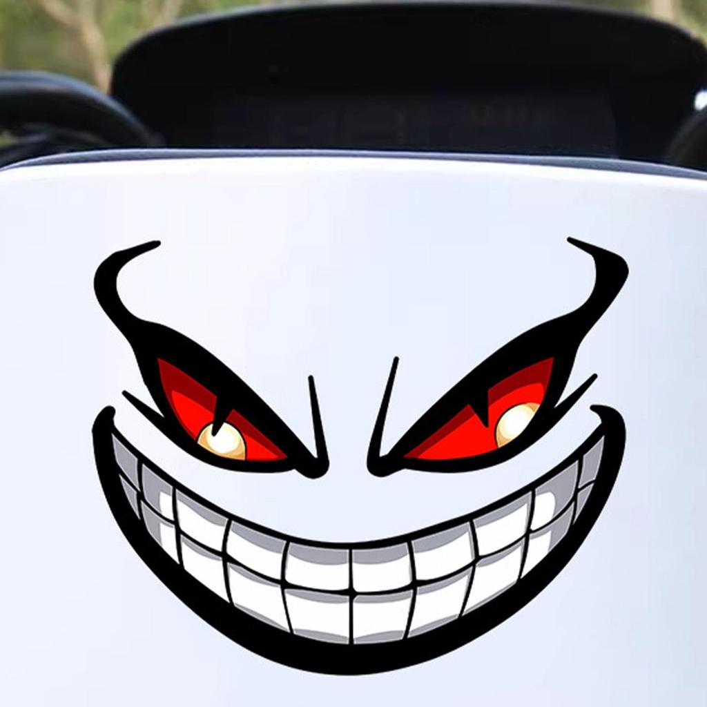 Reflective Car Decal, Waterproof Devil Smile Eye Car Sticker, Funny