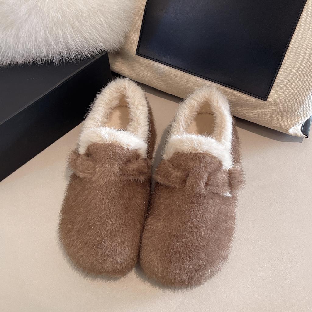 Huge Good-looking New Velvet Inner Height Increase Cm Mao Mao Shoes Women's Winter Temperament Versatile One Pedal To Keep Warm