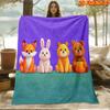 1pc 2D Flat Printing Spring And Summer New Arrival Cute Fox Rabbit Bear And Pumpkin Theme Digital Print Blanket, All-Season Use, Casual Throw, 100% Po