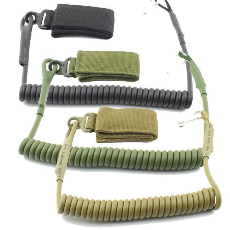 Universal Retractable Anti Lost Steel Wire Spring Tactical Waist Hanging Gun Lanyard