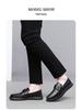 Men's British Style Cowhide Slip-On Leather Shoes: Versatile, Height-Increasing, Trendy for Casual or Wedding Wear.