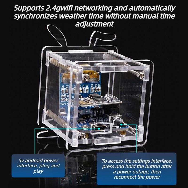 Mini Desk Clock Kit Weather Forecast Wi-Fi Connected Table Clock Part Temperature Gauge Electronic Watch DIY Welding Ornament
