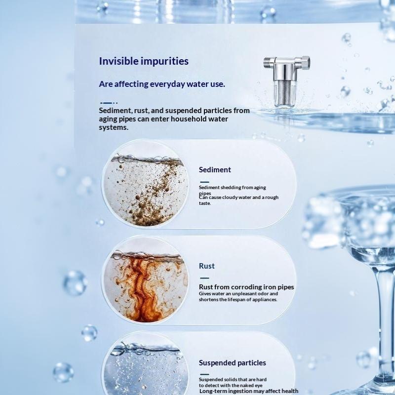 Stainless Steel Water Pre Filter With Transparent Visible Body Washable Reusable Filter Element For Kitchen Whole House Use
