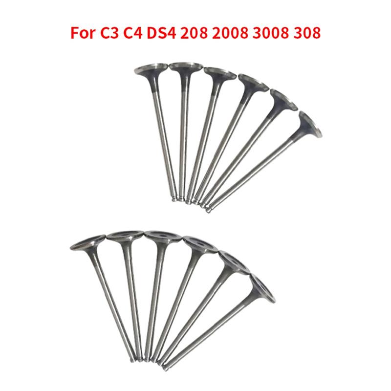 12Pcs Inlet Exhaust Valve For Citroen C3 C4 208 3008 308 HNX HNY 9801960980 539042 R6936 9807645980 9675073180