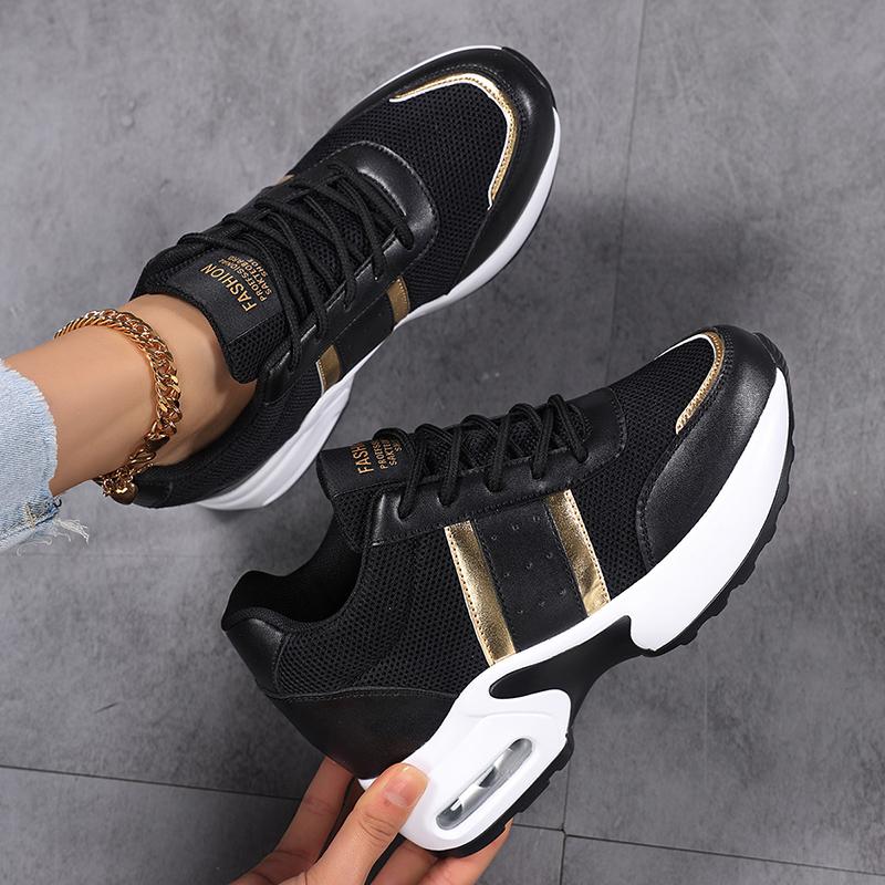 Air-cushion Platform Shoes Women's Elastic Casual Walking Shoes Invisible Height-increasing Traveling Shoes