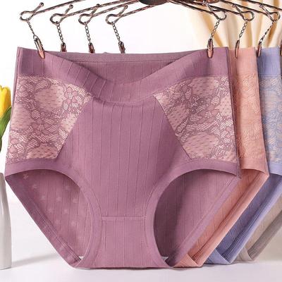 Middle-aged Women Cotton Lace Panties Underwear Panties Large Size High Waisted Bottoms