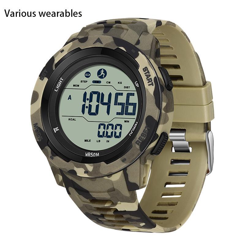 Calorie Pedometer Electronic Watch Waterproof Multifunctional Sports Shockproof Smart Alarm Clock Watch for Men and Women