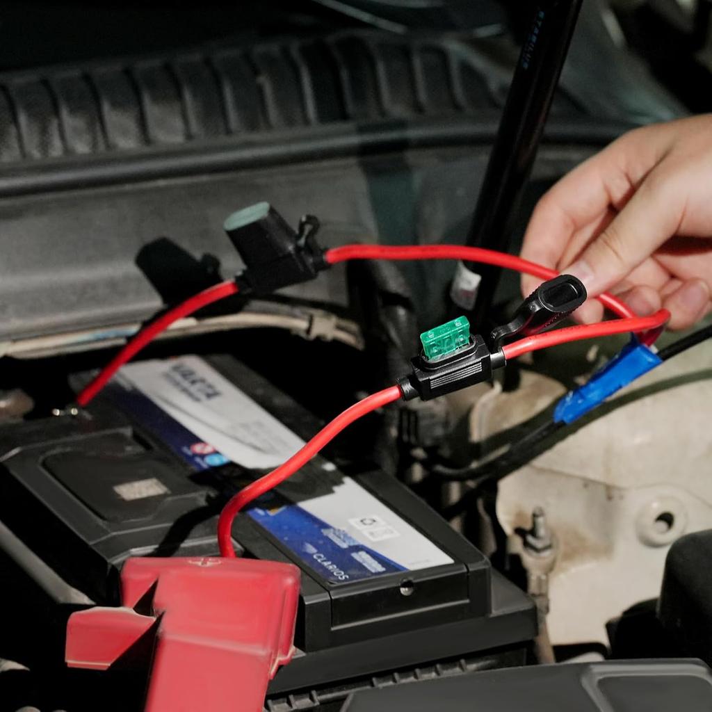 Inline Fuse Holder 12V 2 Pack, Extended Version 12 AWG Waterproof Blade Fuse Holder 13.8 Inch, in Line Fuse Holders 12V with 2 Pcs Standard Car Fuses