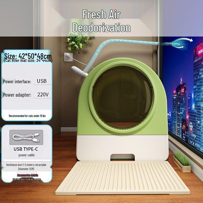 Новый ветряной электрический дезодорирующий водонепроницаемый брызгозащищенный закрытый кошачий лоток