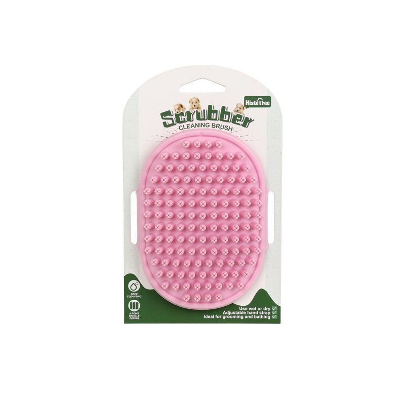 Cat Grooming Comb Dog Bath Brush Pet Grooming Shedding Soothing Massage Rubber Bristles Comb with Adjustable Ring Handle Tools