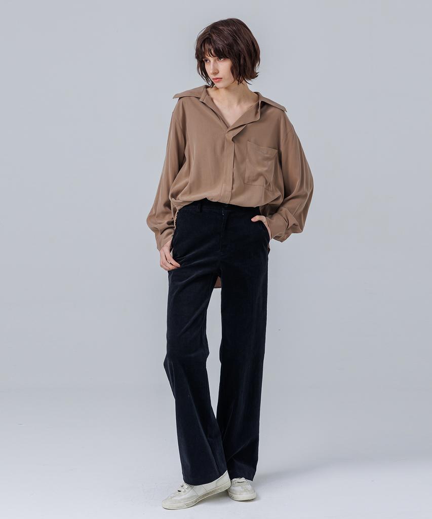 PAGE Corduroy Semi-Bootcut Pants_Black