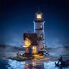 Wltoys 1806 Teile Leuchtturm Bausteine mit LED-Lichtern Meeresinsel Strandhaus Straßenansicht Mikrobausteine Modell Spielzeug Geschenke