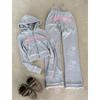 Tuta Streetwear Y2K Set Donna Felpa con Cappuccio Pantaloni della Tuta Stile Hip Hop Outfit Sportivo Casual