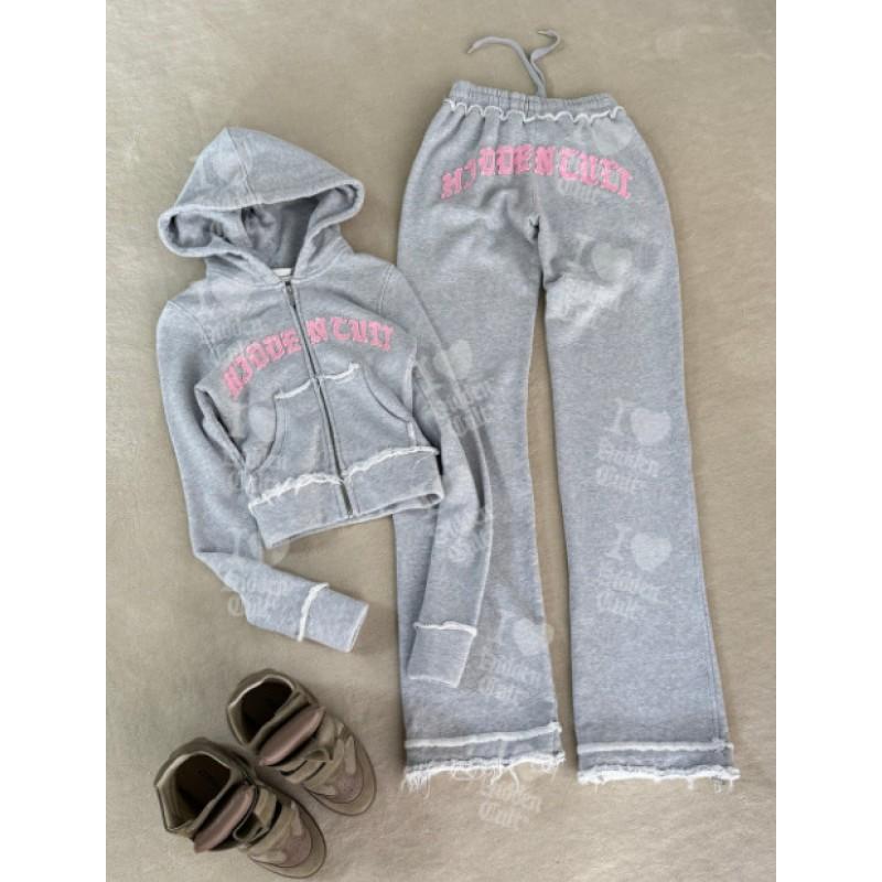 Tuta Streetwear Y2K Set Donna Felpa con Cappuccio Pantaloni della Tuta Stile Hip Hop Outfit Sportivo Casual