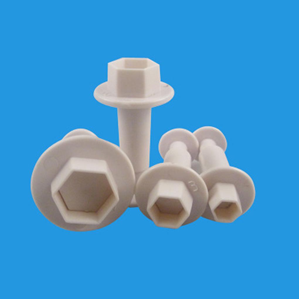 4pcs Hexagon Shaped Plastic Biscuits Spring Cutting Dies Geometric Cake Baking Utensils Molds Mould
