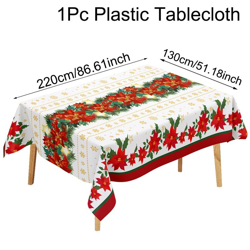 Christmas Disposable Tablecloth Christmas Decorations for Home 2026 Table Cover Navidad Noel New Year Gifts Dining Table Decor