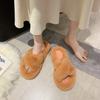 Women's Internet Celebrity Thick-soled Fur Slippers Women's Outerwear 2024 Autumn and Winter Cross Fur Slippers