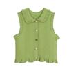S Family 2025 Spring/Summer Olive Green Ruffle-Trim Sleeveless Knit Vest & Midi Skirt Set