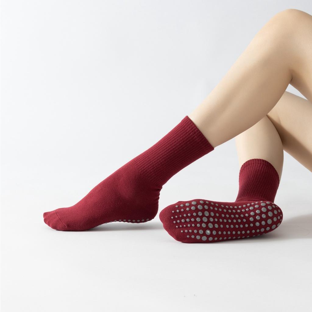 Lange Röhren-Yogasocken aus Baumwollpunktsilikon, rutschfeste Pilatessocken für Damen, atmungsaktive Sportsocken