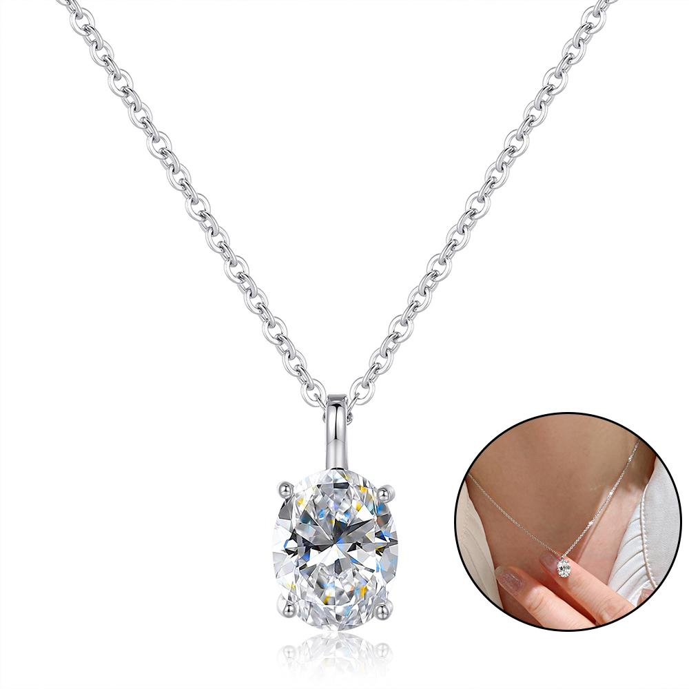 1CT 2CT Solitaire Moissanite Pendant Necklace for Women Pear/Oval/Marquise/Emerald Cut Lab Diamond S925 Silver Necklaces Jewelry
