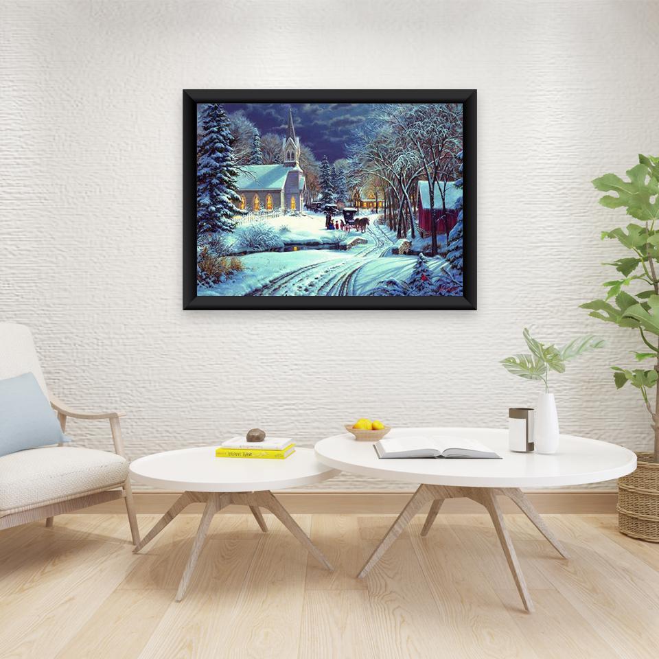 DIY Snow Scenery 5D Diamond Painting Full Round Drill Landscape Diamond Embroidery Cross Stitch Kit Wall Art Home Decor Gift