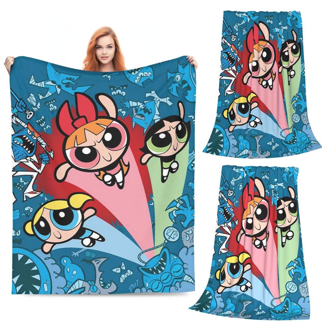 Coperta Carina Cartoon P-Powerpuff Girls Morbida Calda Flanella Plaid Copriletto per Letto Soggiorno Picnic Viaggio Casa Divano