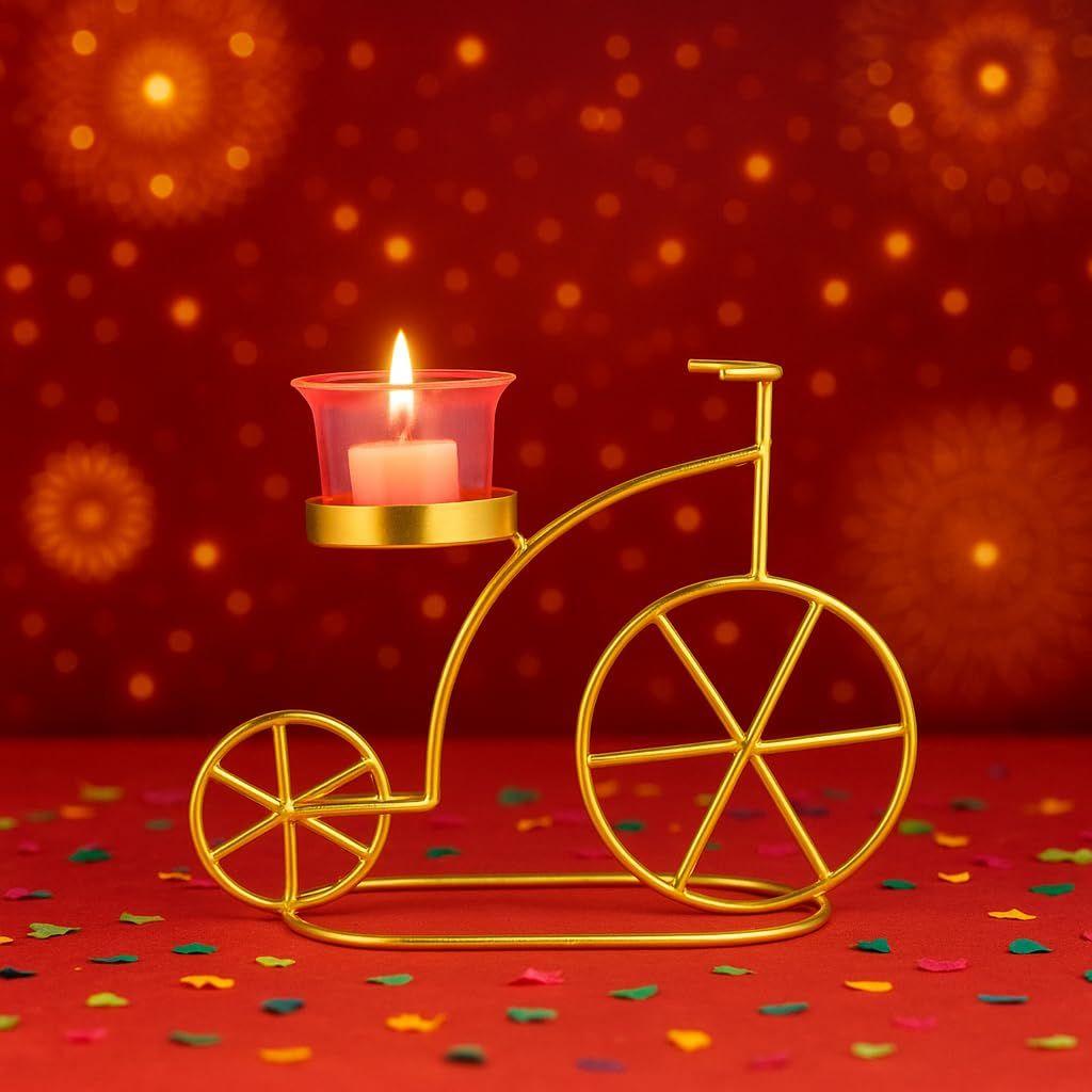 Decorative Candle Holder Stand, Festive Decor, Home Decoration Items for Living Room, Votive Glass Cycle Tealight Candle Holder, Christmas Decorations