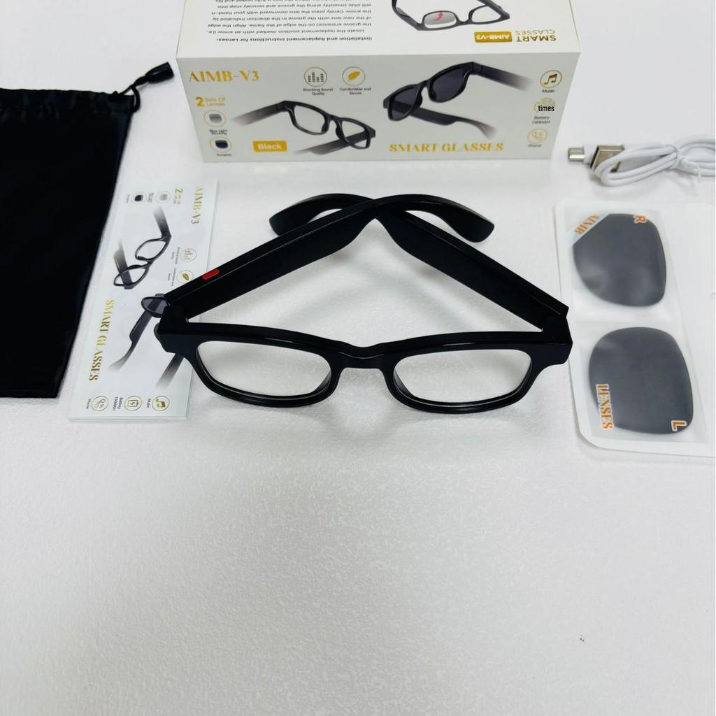 KI-Smartbrille V3: Bluetooth-Anrufe, Sprachassistent, Blaulichtfilter & Sonnenbrillen