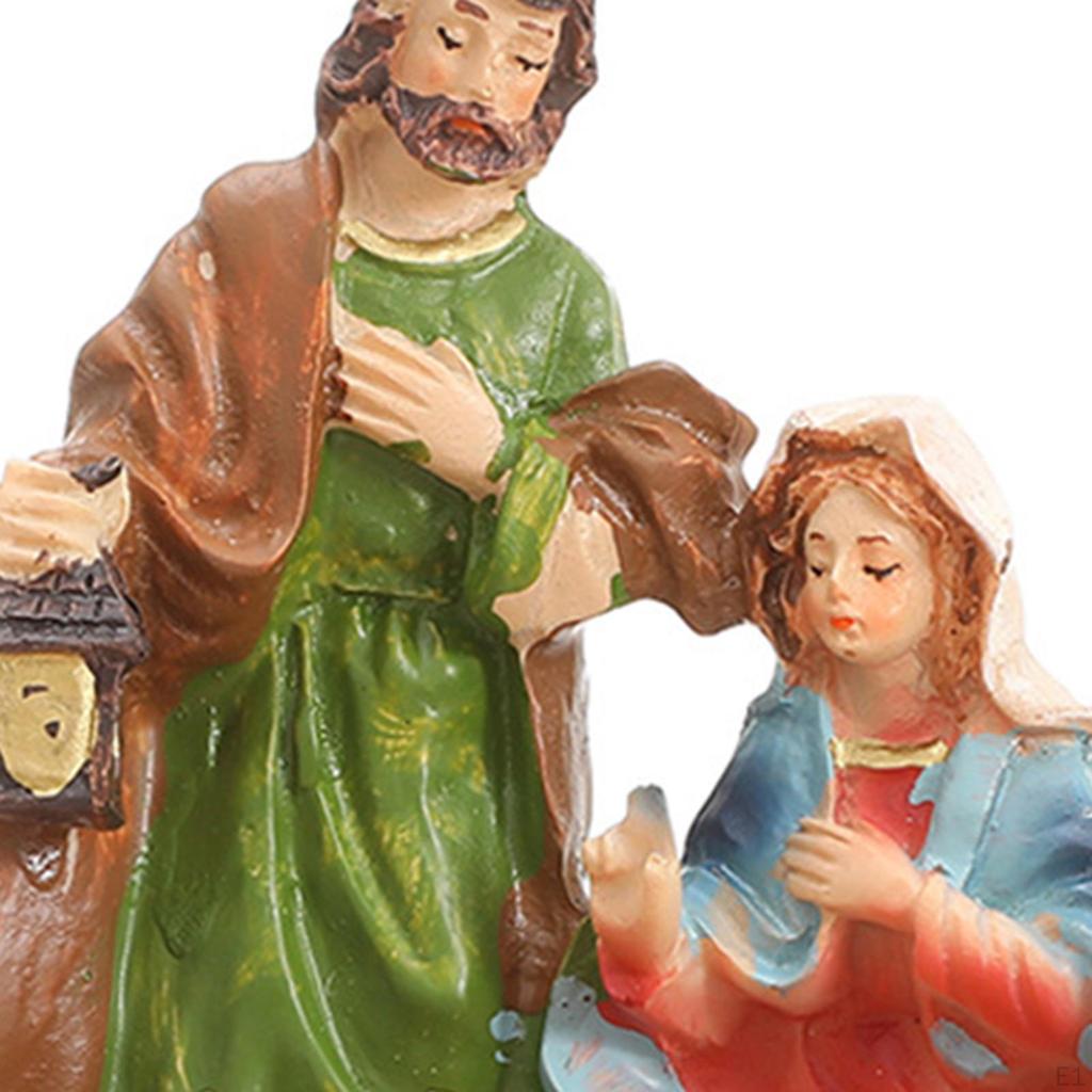 Birth of Jesus Figurine Christmas Statue Crafts Home Decoration Collection Ornament Desktop Resin