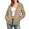 Women Lightweight Hooded Windbreaker Jacket Full Zip Outdoor Casual Sports Coat with Adjustable Drawstring and Pockets for Everyday Use