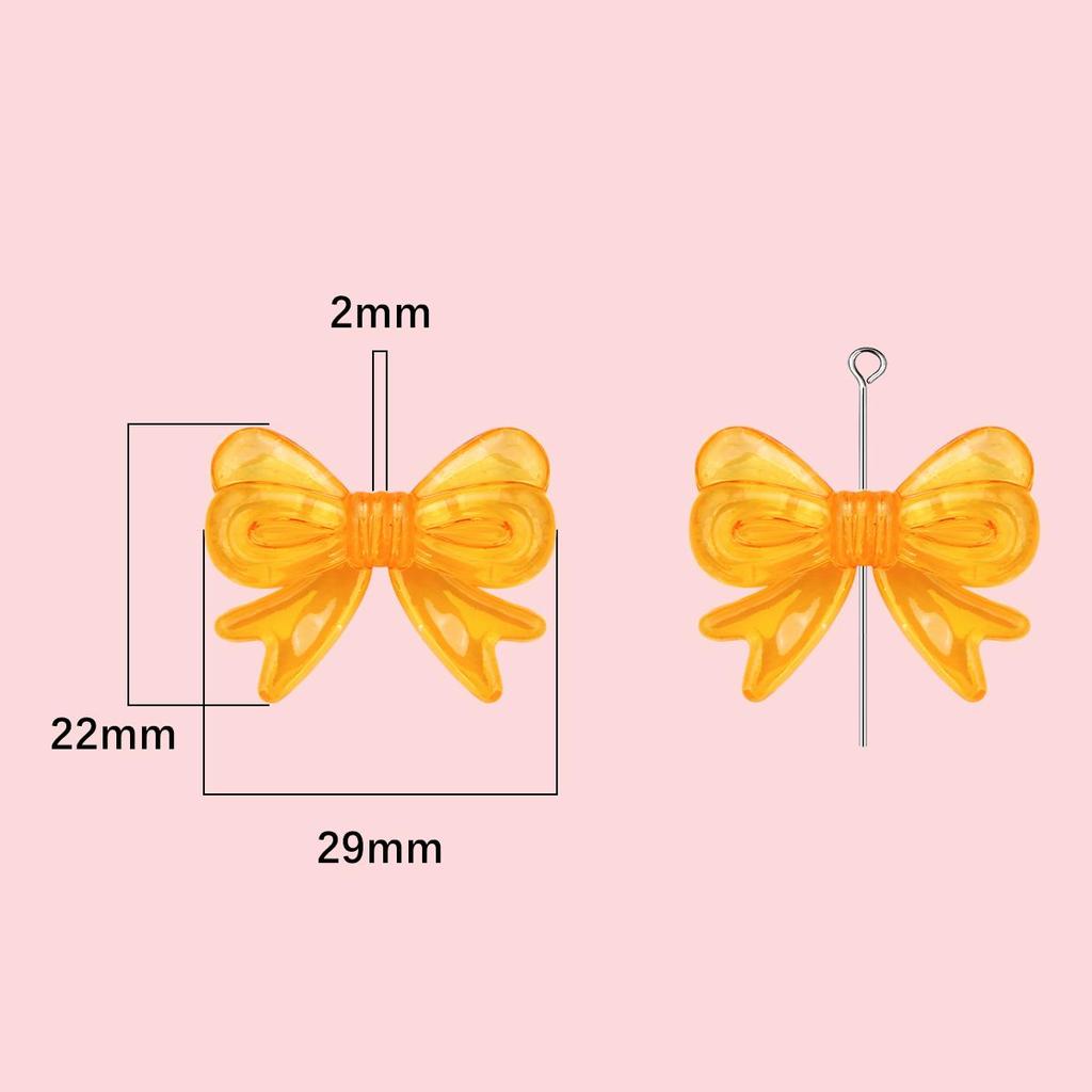 4Pcs 22*29mm Acrylic Magic Colors Bowknot Accessories For Jewelry Making DIY Charm Decoration