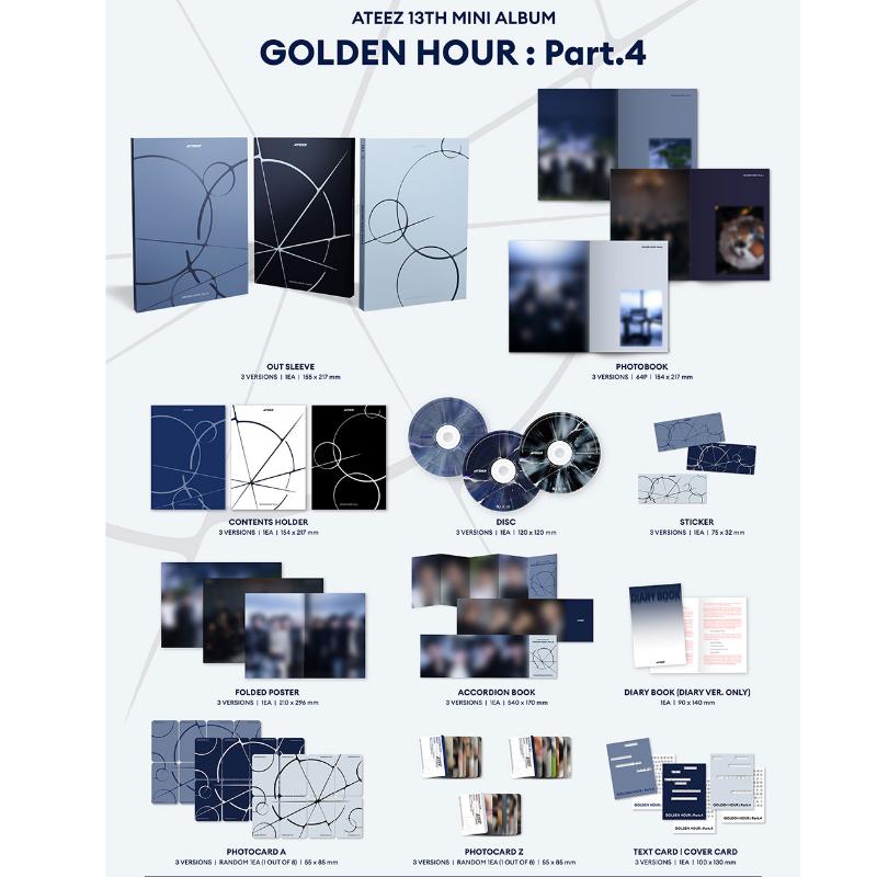 ATEEZ 13th Mini Album [GOLDEN HOUR : Part.4] (A / DIARY / Z Ver.) + Store Exclusive Benefits