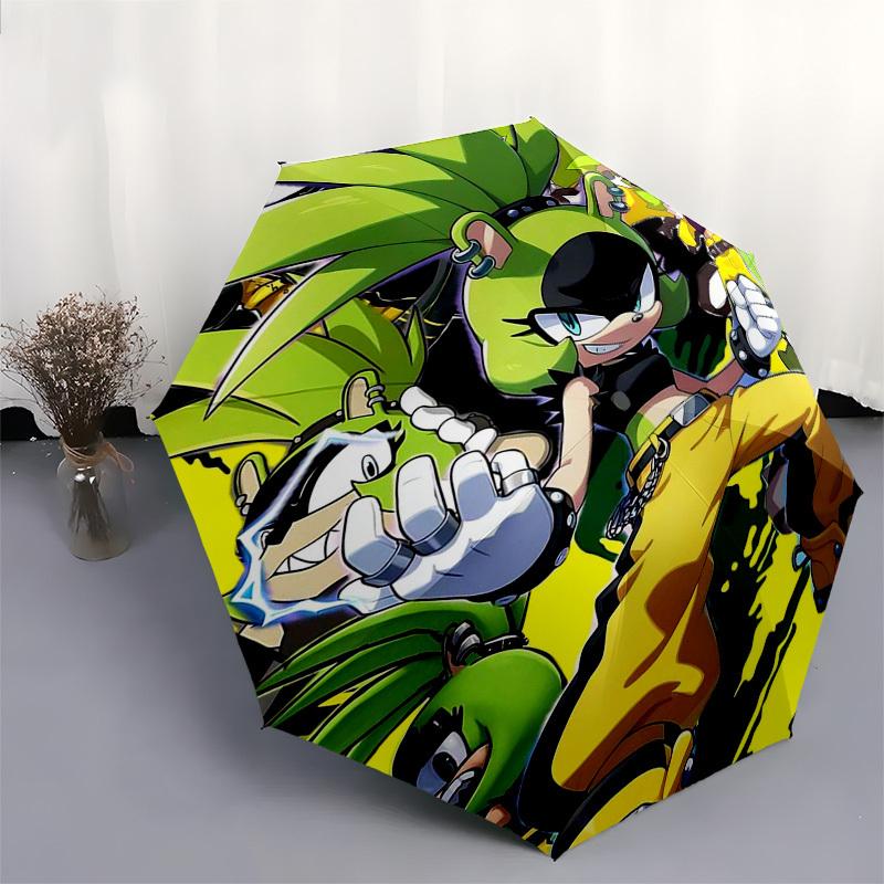 1pc Sonic the Hedgehog Inspired Automatic Opening/Closing Outdoor Umbrella, 8 Bone Iron Frame, Outdoor Protection for Fans, Travelers, Everyday U