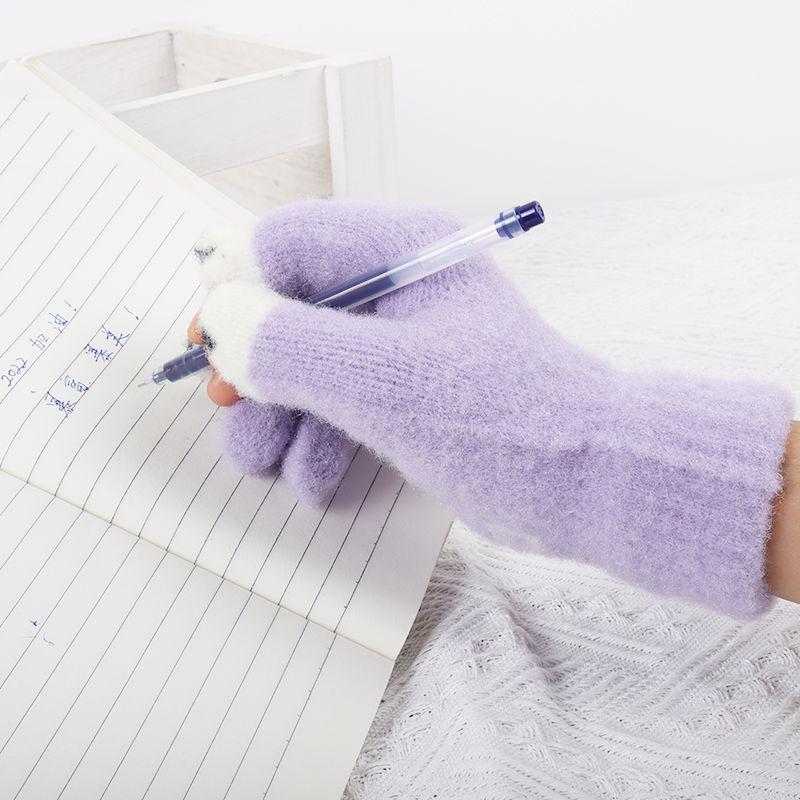 Kampffisch Strickhandschuhe: Herbst/Winter, Touchscreen, Niedlicher Studentenstil, Drei-Finger-freies Design